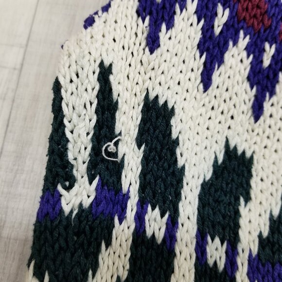 ✅VTG WOODS & GRAY Women's SMALL Sweater Nordic Geometric Y2K * PILING, STAINING - Picture 4 of 12
